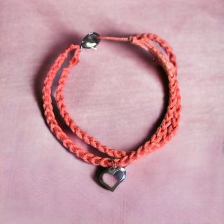 Salmon double braid heart